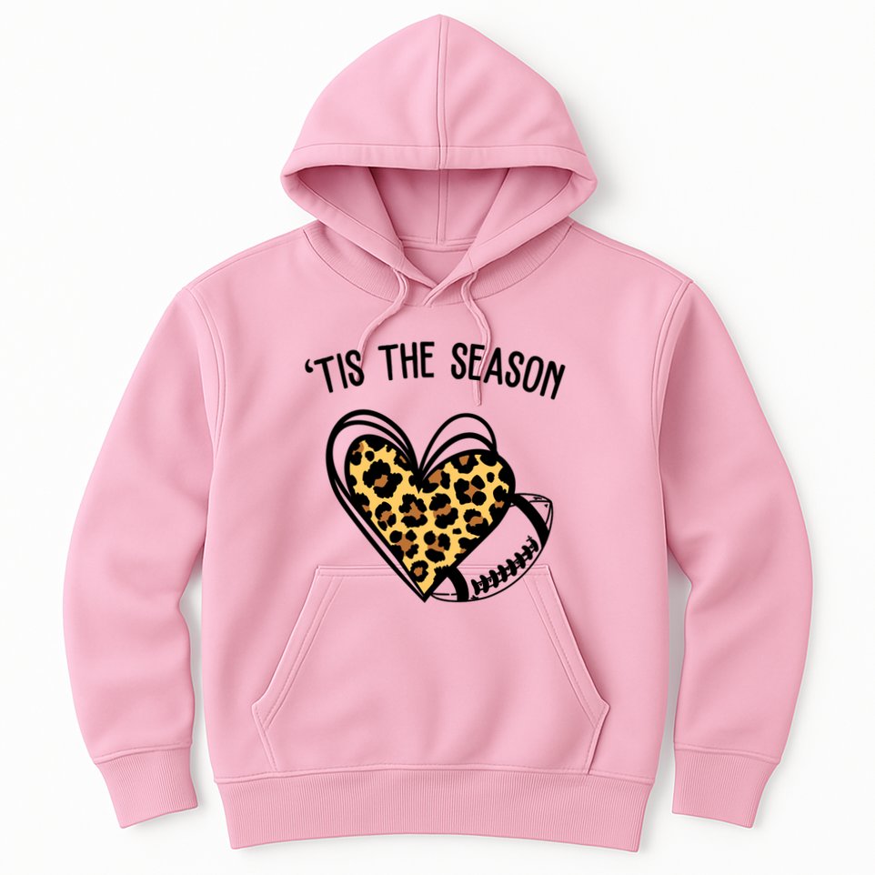 Tis The Season Football Leopard Heart Hoodie