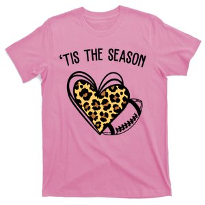 Tis The Season Football Leopard Heart T-Shirt