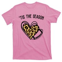 Tis The Season Football Leopard Heart T-Shirt