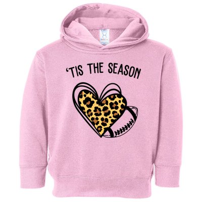 Tis The Season Football Leopard Heart Toddler Hoodie