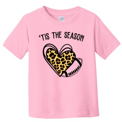 Tis The Season Football Leopard Heart Toddler T-Shirt