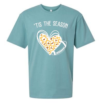 Tis The Season Football Leopard Heart Sueded Cloud Jersey T-Shirt