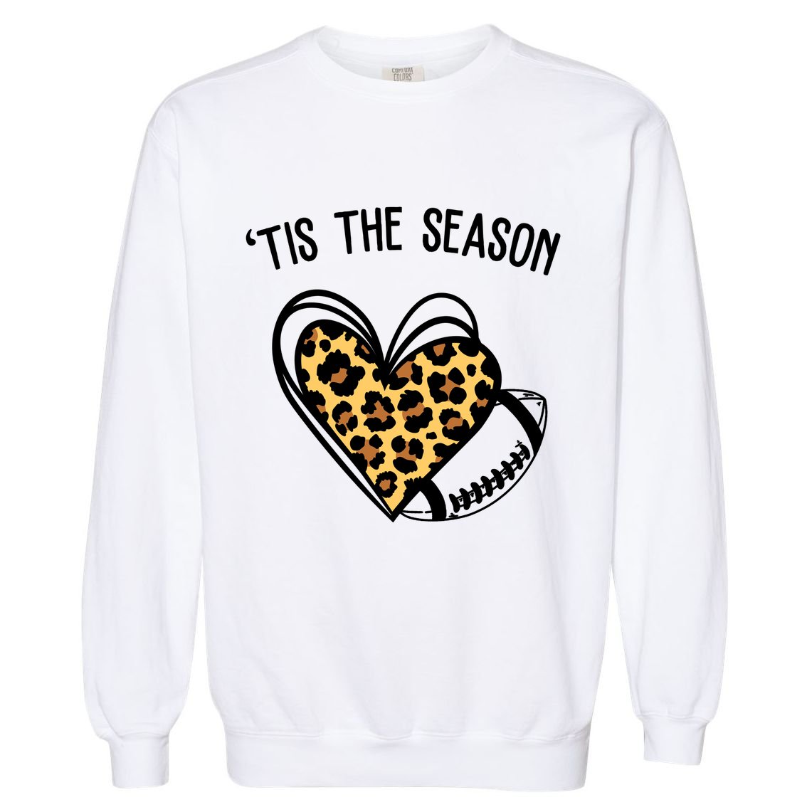 Tis The Season Football Leopard Heart Garment-Dyed Sweatshirt