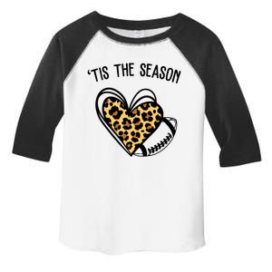 Tis The Season Football Leopard Heart Toddler Fine Jersey T-Shirt