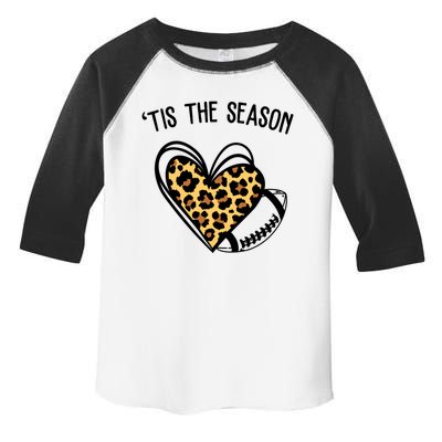 Tis The Season Football Leopard Heart Toddler Fine Jersey T-Shirt