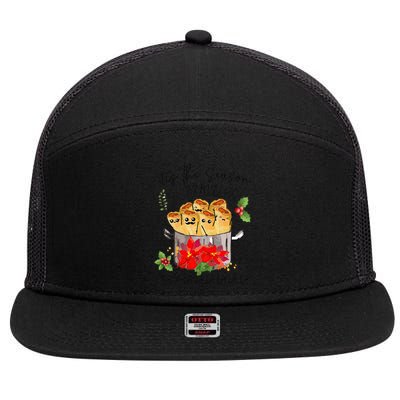 Tis The Season For Tamales Funny Mexican Christmas  7 Panel Mesh Trucker Snapback Hat