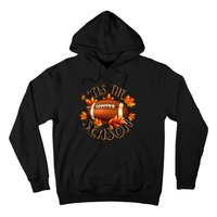 Tis The Season Pumpkin Leaf Fall Thanksgiving Football Hoodie