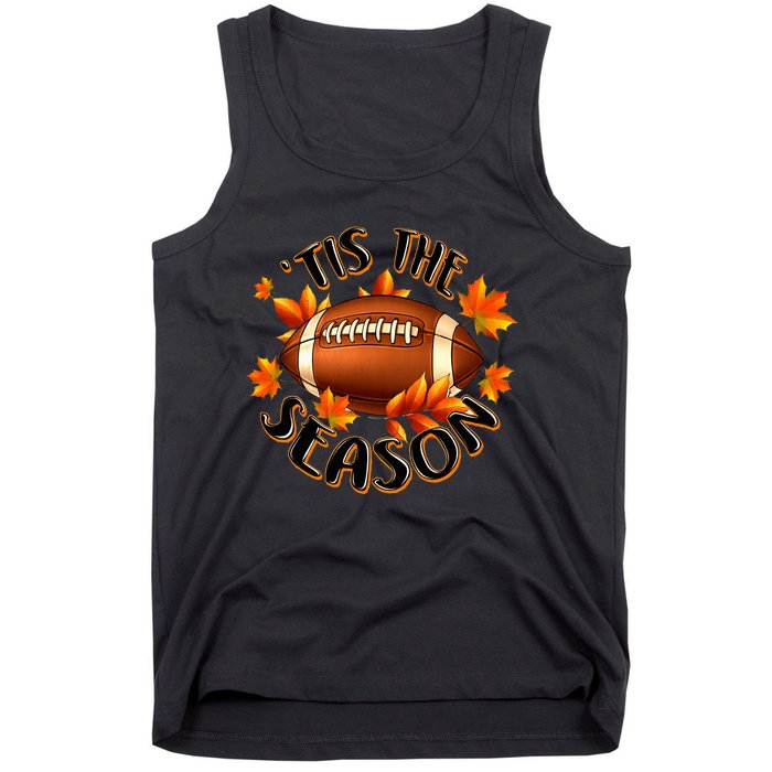 Tis The Season Pumpkin Leaf Fall Thanksgiving Football Tank Top