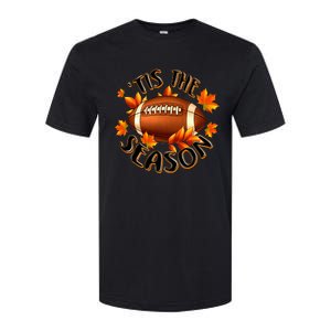 Tis The Season Pumpkin Leaf Fall Thanksgiving Football Softstyle CVC T-Shirt