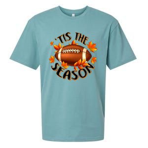 Tis The Season Pumpkin Leaf Fall Thanksgiving Football Sueded Cloud Jersey T-Shirt