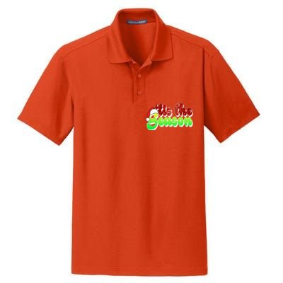 Tis The Season Santa Christmas Lover Retro Dry Zone Grid Polo