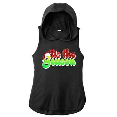 Tis The Season Santa Christmas Lover Retro Ladies PosiCharge Tri-Blend Wicking Draft Hoodie Tank