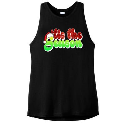 Tis The Season Santa Christmas Lover Retro Ladies PosiCharge Tri-Blend Wicking Tank