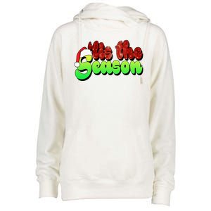 Tis The Season Santa Christmas Lover Retro Womens Funnel Neck Pullover Hood