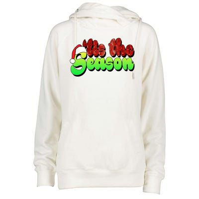 Tis The Season Santa Christmas Lover Retro Womens Funnel Neck Pullover Hood