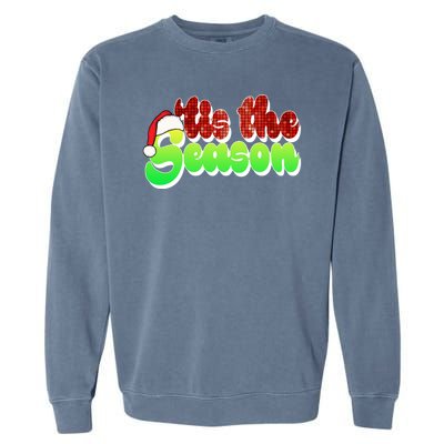 Tis The Season Santa Christmas Lover Retro Garment-Dyed Sweatshirt