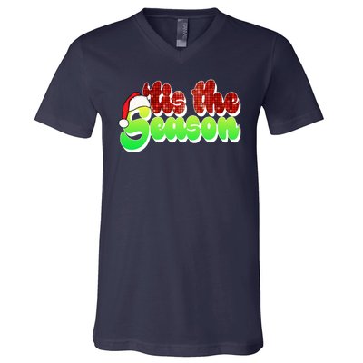 Tis The Season Santa Christmas Lover Retro V-Neck T-Shirt