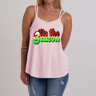 Tis The Season Santa Christmas Lover Retro Women's Strappy Tank