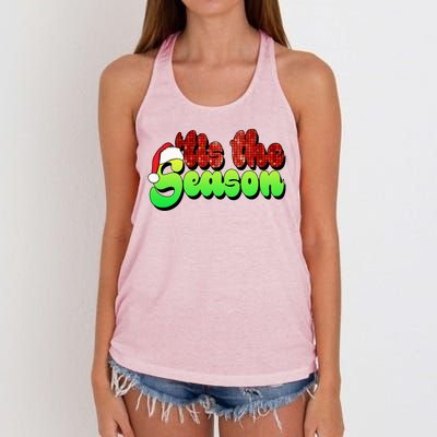 Tis The Season Santa Christmas Lover Retro Women's Knotted Racerback Tank