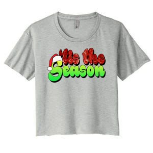 Tis The Season Santa Christmas Lover Retro Women's Crop Top Tee