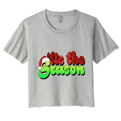 Tis The Season Santa Christmas Lover Retro Women's Crop Top Tee