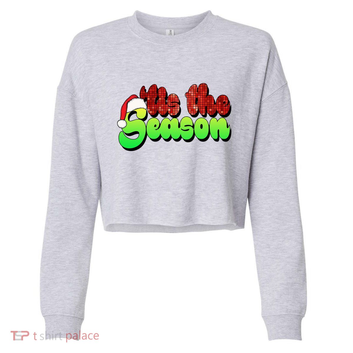 Tis The Season Santa Christmas Lover Retro Cropped Pullover Crew