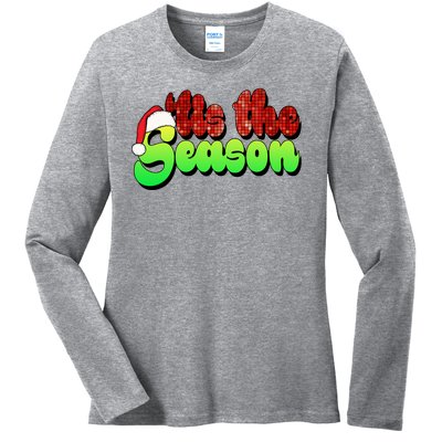 Tis The Season Santa Christmas Lover Retro Ladies Long Sleeve Shirt