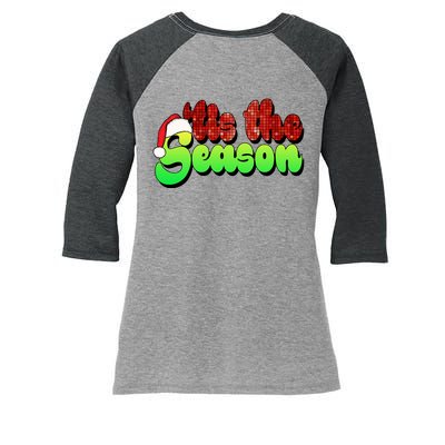 Tis The Season Santa Christmas Lover Retro Women's Tri-Blend 3/4-Sleeve Raglan Shirt