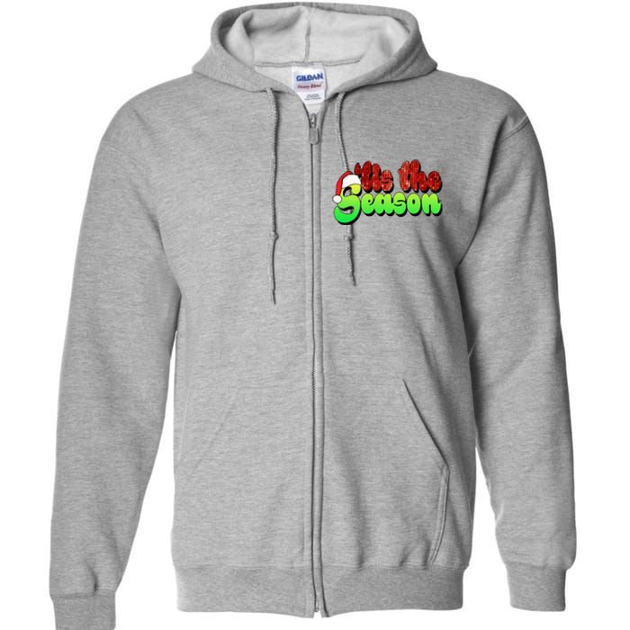 Tis The Season Santa Christmas Lover Retro Full Zip Hoodie