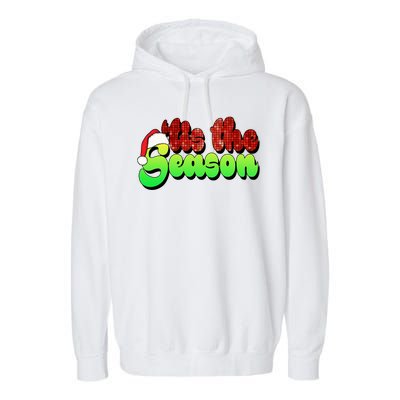 Tis The Season Santa Christmas Lover Retro Garment-Dyed Fleece Hoodie