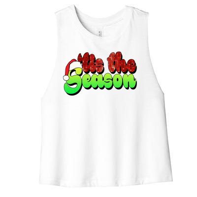 Tis The Season Santa Christmas Lover Retro Women's Racerback Cropped Tank