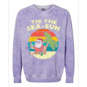 Tis The Sea Sun Santa Beach Summer Christmas In July Summer Colorblast Crewneck Sweatshirt