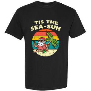 Tis The Sea Sun Santa Beach Summer Christmas In July Summer Garment-Dyed Heavyweight T-Shirt