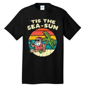 Tis The Sea Sun Santa Beach Summer Christmas In July Summer Tall T-Shirt