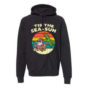 Tis The Sea Sun Santa Beach Summer Christmas In July Summer Premium Hoodie