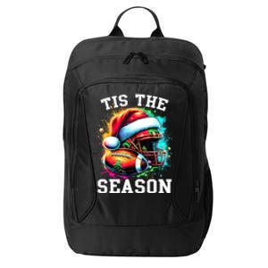 Tis The Season Football Mom Christmas Santa Hat Colorful City Backpack