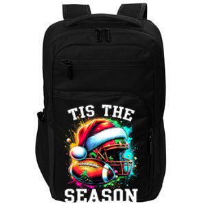 Tis The Season Football Mom Christmas Santa Hat Colorful Impact Tech Backpack