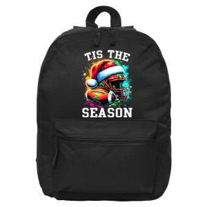 Tis The Season Football Mom Christmas Santa Hat Colorful 16 in Basic Backpack