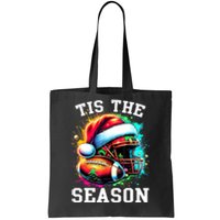 Tis The Season Football Mom Christmas Santa Hat Colorful Tote Bag