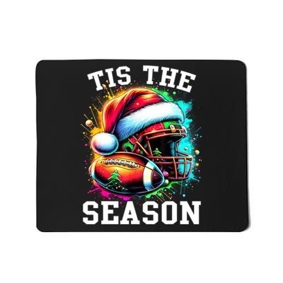 Tis The Season Football Mom Christmas Santa Hat Colorful Mousepad