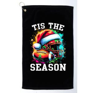 Tis The Season Football Mom Christmas Santa Hat Colorful Platinum Collection Golf Towel