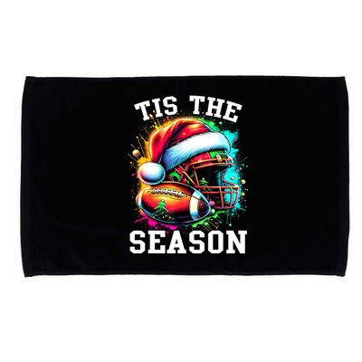 Tis The Season Football Mom Christmas Santa Hat Colorful Microfiber Hand Towel