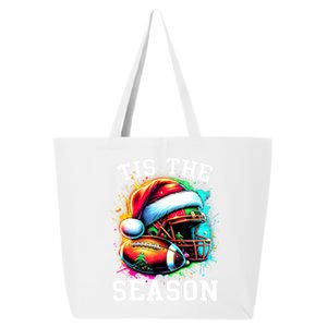 Tis The Season Football Mom Christmas Santa Hat Colorful 25L Jumbo Tote