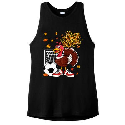 Thanksgiving Turkey Soccer Fanatic Ladies PosiCharge Tri-Blend Wicking Tank