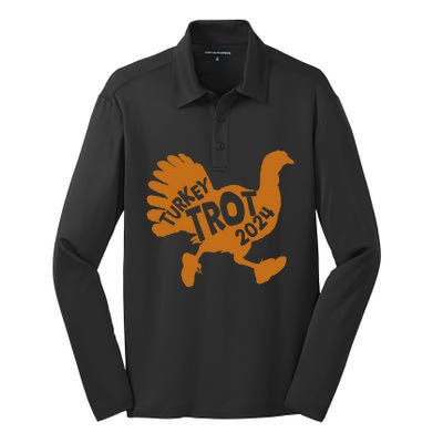 Turkey Trot Squad 2024 Funny Thanksgiving Day Run Matching Silk Touch Performance Long Sleeve Polo