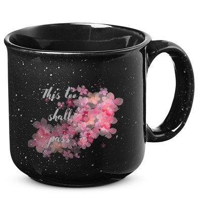 This Too Shall Pass Pink And Purple Floral Design Gift 15oz Campfire Ceramic Mug