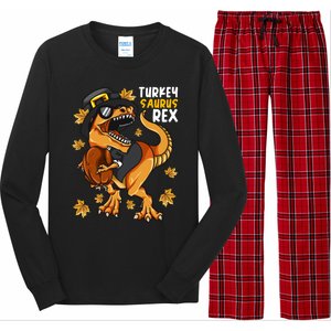 Thanksgiving Turkey Saurus T Rex Dinosaur Funny Gift Long Sleeve Pajama Set