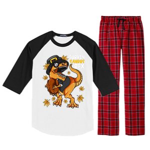 Thanksgiving Turkey Saurus T Rex Dinosaur Funny Gift Raglan Sleeve Pajama Set