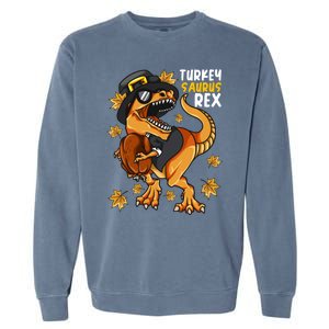 Thanksgiving Turkey Saurus T Rex Dinosaur Funny Gift Garment-Dyed Sweatshirt