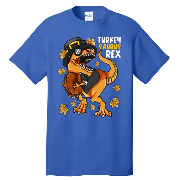 Thanksgiving Turkey Saurus T Rex Dinosaur Funny Gift Tall T-Shirt